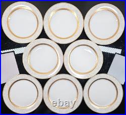 8 Royal Heritage Primavera Salad Plates Set Vintage Elegant Gold White Retro Lot