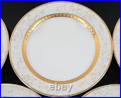 8 Royal Heritage Primavera Salad Plates Set Vintage Elegant Gold White Retro Lot