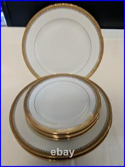 8 Royal Ivory KPM BUCKINGHAM GOLD Encrusted Porcelain Plates 4 Dinner, 4 Salad
