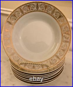 8 Royal Vienna China Soup Bowls 8, Gold Lace RVG5