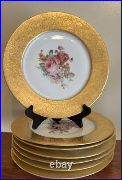 8 Turn-Teplitz Porcelain-Union 10 3/4 Gold Encrusted Dinner Plates 1921-27 8 Turn-Teplitz Porcelain-Union 10 3/4 Gold Encrusted Dinner Plates 1921-27