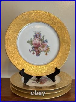 8 Turn-Teplitz Porcelain-Union 10 3/4 Gold Encrusted Dinner Plates 1921-27 8 Turn-Teplitz Porcelain-Union 10 3/4 Gold Encrusted Dinner Plates 1921-27