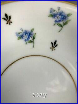 90 PC Vintage Noritake China Set 5232 Blue Flowers Gold Fleur de Lis Trim 1930s