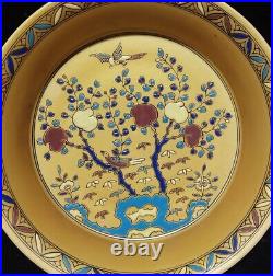 9.1 Old China ming dynasty chenghua mark Porcelain Gold flower bird Peach Plate