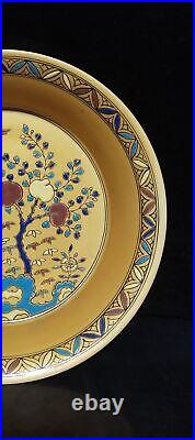 9.1 Old China ming dynasty chenghua mark Porcelain Gold flower bird Peach Plate