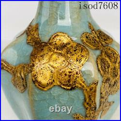 9.2Rare China Song dynasty Porcelain Ru kiln borneol Gold inlaid bottle