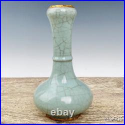 9.8China antique porcelain Longquan Official Porcelain Covered Gold Mouth Vase