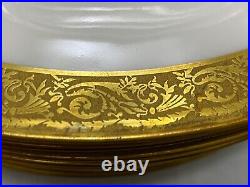 9 Antique Limoges DINNER PLATES Jean Boyer 9.5 Gold Encrusted Scrolls c1920 Exc