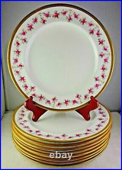 9 Royal Chelsea English China Dinner Plates Roses & Gold Trim