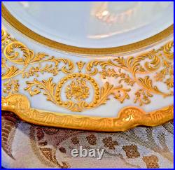 9 Royal Doulton Raised Gold Encrusted Dinner Plates 4 Set Ovington Bros As Is