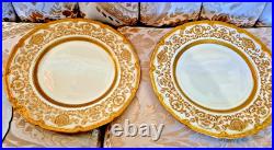 9 Royal Doulton Raised Gold Encrusted Dinner Plates 4 Set Ovington Bros As Is
