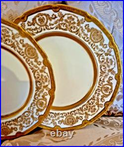 9 Royal Doulton Raised Gold Encrusted Dinner Plates 4 Set Ovington Bros As Is