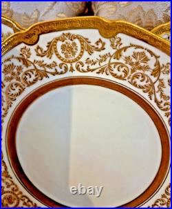 9 Royal Doulton Raised Gold Encrusted Dinner Plates 4 Set Ovington Bros As Is