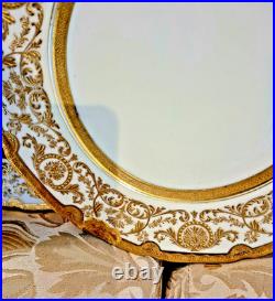 9 Royal Doulton Raised Gold Encrusted Dinner Plates 4 Set Ovington Bros As Is