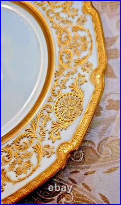 9 Royal Doulton Raised Gold Encrusted Dinner Plates 4 Set Ovington Bros As Is