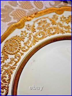 9 Royal Doulton Raised Gold Encrusted Dinner Plates 4 Set Ovington Bros As Is