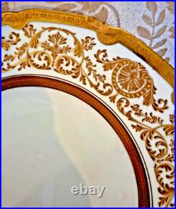 9 Royal Doulton Raised Gold Encrusted Dinner Plates 4 Set Ovington Bros As Is