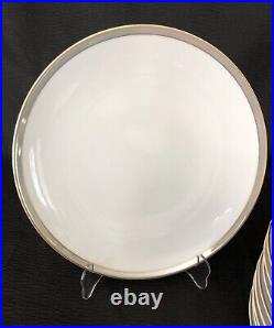 9-Vintage Thomas Germany Dinner Plates White With Gold And Platinum Trim Rim