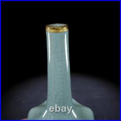 9old China Porcelain Song ru kiln gold-plated multi edged bottle