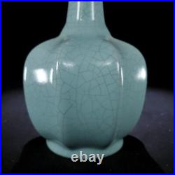 9old China Porcelain Song ru kiln gold-plated multi edged bottle