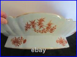 ANTIQUE CHINESE EXPORT ORANGE GOLD BUGS FLORAL 15X11 3/4 X 3.5H SERVER With BASE