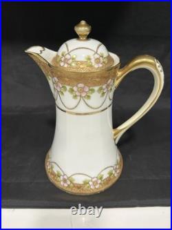 ANTIQUE Nippon Japan Gold Gilt Hand Painted Porcelain Chocolate Pot ANTIQUE Nippon Japan Gold Gilt Hand Painted Porcelain Chocolate Pot