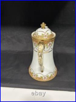 ANTIQUE Nippon Japan Gold Gilt Hand Painted Porcelain Chocolate Pot ANTIQUE Nippon Japan Gold Gilt Hand Painted Porcelain Chocolate Pot