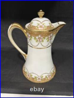 ANTIQUE Nippon Japan Gold Gilt Hand Painted Porcelain Chocolate Pot ANTIQUE Nippon Japan Gold Gilt Hand Painted Porcelain Chocolate Pot