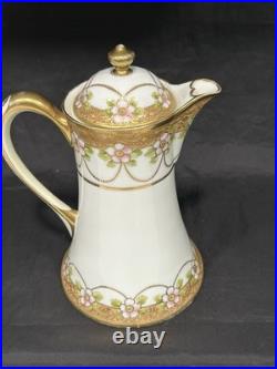 ANTIQUE Nippon Japan Gold Gilt Hand Painted Porcelain Chocolate Pot ANTIQUE Nippon Japan Gold Gilt Hand Painted Porcelain Chocolate Pot
