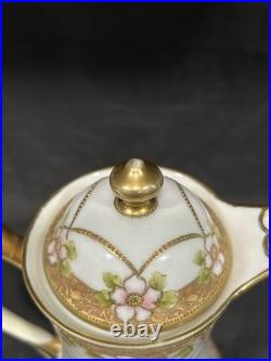 ANTIQUE Nippon Japan Gold Gilt Hand Painted Porcelain Chocolate Pot ANTIQUE Nippon Japan Gold Gilt Hand Painted Porcelain Chocolate Pot