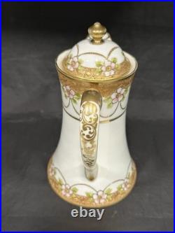 ANTIQUE Nippon Japan Gold Gilt Hand Painted Porcelain Chocolate Pot ANTIQUE Nippon Japan Gold Gilt Hand Painted Porcelain Chocolate Pot