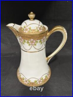 ANTIQUE Nippon Japan Gold Gilt Hand Painted Porcelain Chocolate Pot ANTIQUE Nippon Japan Gold Gilt Hand Painted Porcelain Chocolate Pot