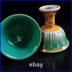 A Pair Chinese Enamel Colour Porcelain Gilded HandPainted China Cabbage Cup 7345 A Pair Chinese Enamel Colour Porcelain Gilded HandPainted China Cabbage Cup 7345