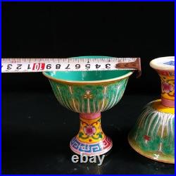 A Pair Chinese Enamel Colour Porcelain Gilded HandPainted China Cabbage Cup 7345 A Pair Chinese Enamel Colour Porcelain Gilded HandPainted China Cabbage Cup 7345
