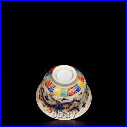 A Pair Chinese Five-colour Gilded Porcelain HandPainted Dragon Pattern Cups 6265