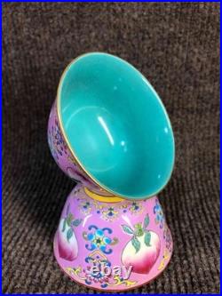 A Pair Chinese Gilded Enamel Colour Porcelain Flowers&Plants Peach Cups 8388