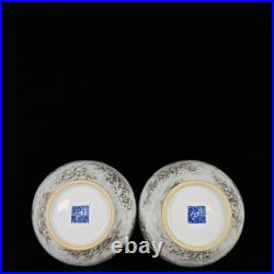A Pair Chinese Pastel Porcelain Gilded HandPainted Dragon Pattern Vase 25435