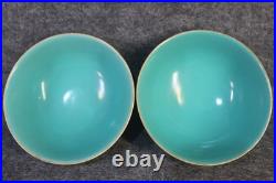 A Pair Chinese Pastel Porcelain Gilded Hand Painted Lotus Pattern Bowls 8565