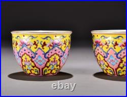 A Pair Chinese Pastel Porcelain Hand Painted Ruyi Pattern Gilded Cup 16061