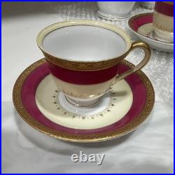 Adline China Hand Painted Porcelain Tea Set White/Burgundy/Gold 9 oz