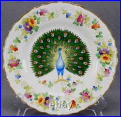 Ahrenfeldt Crown Saxe Hand Painted Dresden Style Peacock Floral & Gold Plate