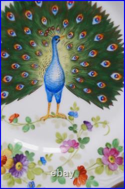 Ahrenfeldt Crown Saxe Hand Painted Dresden Style Peacock Floral & Gold Plate