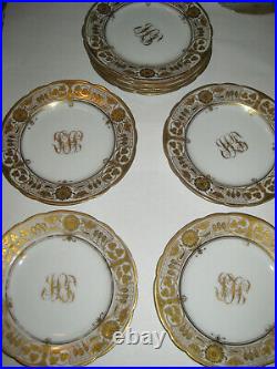 Ambrosius Lamm Dresden China Dessert Plates Gold Flowers & Lattice Set of 8