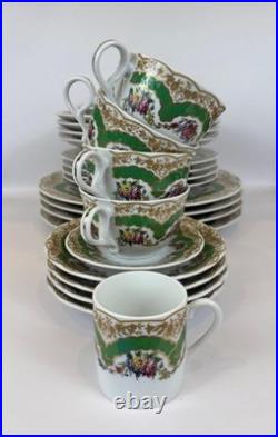 Andrea by Sadek Collection Sevres Green Floral China Porcelain, 20pc, Set of 4