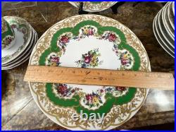 Andrea by Sadek Collection Sevres Green Floral China Porcelain, 20pc, Set of 4