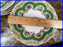 Andrea by Sadek Collection Sevres Green Floral China Porcelain, 20pc, Set of 4