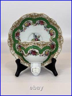 Andrea by Sadek Collection Sevres Green Floral China Porcelain, 20pc, Set of 4