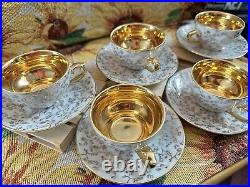 Ansbach Bavaria Gold Teacup And Saucer Set Of 5