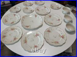 Antique 15 Piece WH Grindley and Co Wild Rose China Set Pink Floral Gold Trim