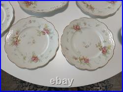 Antique 15 Piece WH Grindley and Co Wild Rose China Set Pink Floral Gold Trim